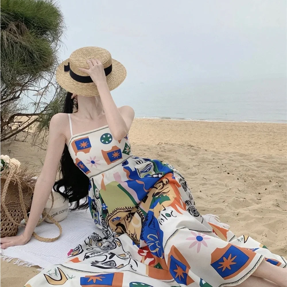 (last 1) 24hr SALE💗Ete Ensoleillé boho french print summer midi dress resort - Picture 6 of 9